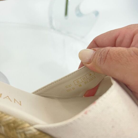 Stuart Weitzman Mirela II Women's Size 9 B Canvas Espadrille Wedge Sandals Ivory - Picture 13 of 15